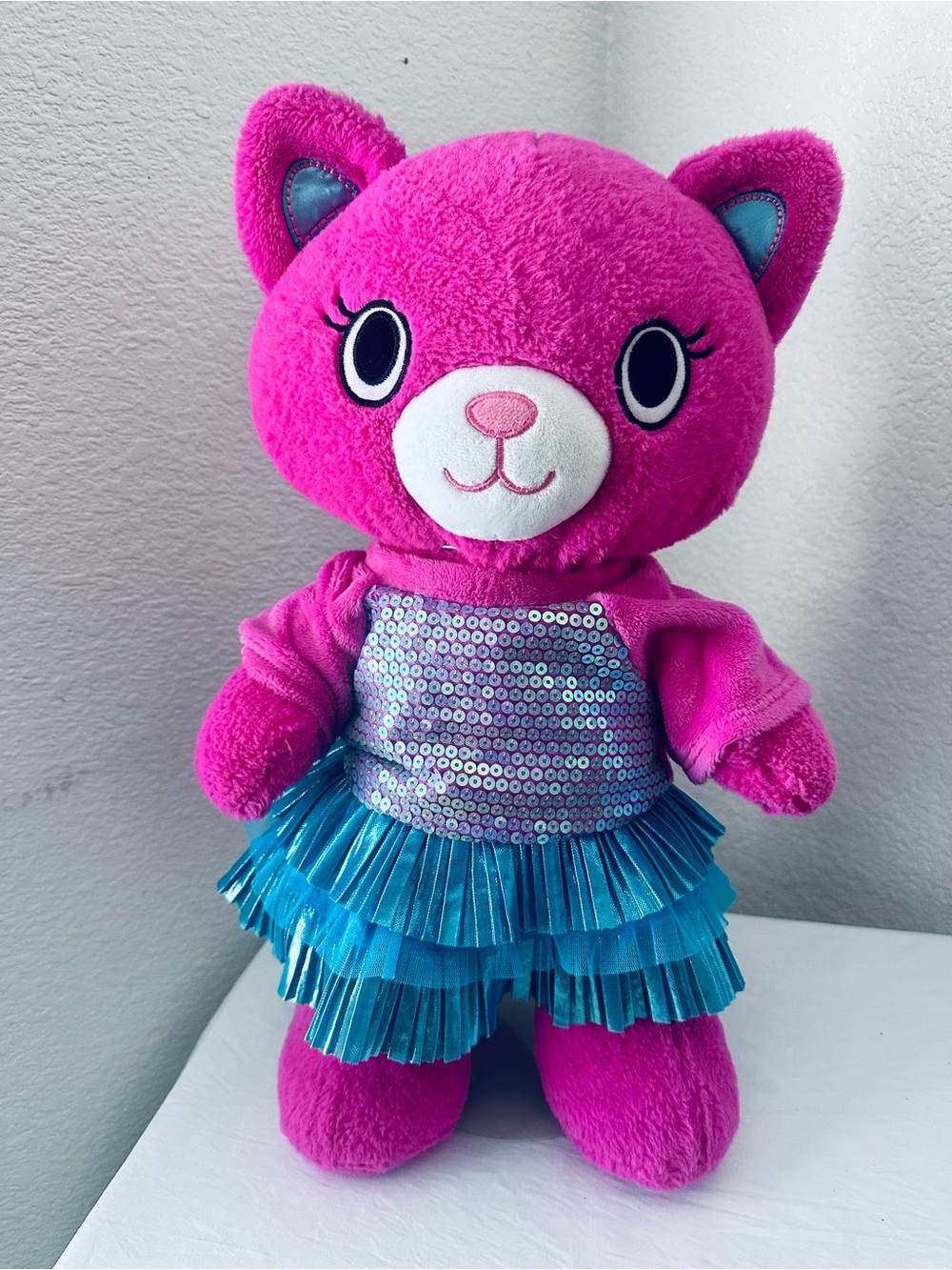 Build a Bear Kabu Catlynn Plush Pink Kitty Cat Stuffed Animal 16" W/dress